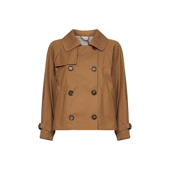MAX MARA THE CUBE Jackets & Blazers - Max Mara The Cube Women Brown Mtctesoro Double-Breasted Short Trench Coat